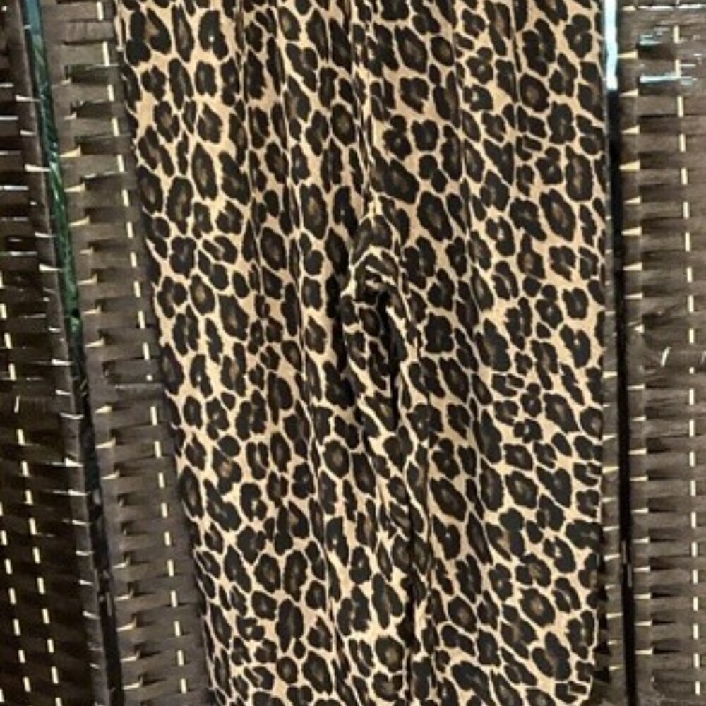 Leopard Print Drawstring Waist Pants (Color: Leopard)